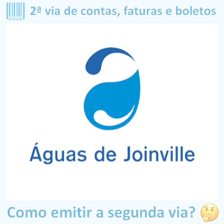 Logo da empresa ÁGUAS DE JOINVILLE adaptado com ícone, nome do site e a pergunta ‘Como emitir a segunda via?’