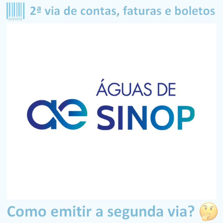 Logo da empresa ÁGUAS DE SINOP adaptado com borda azul e descrição sobre 2ª via