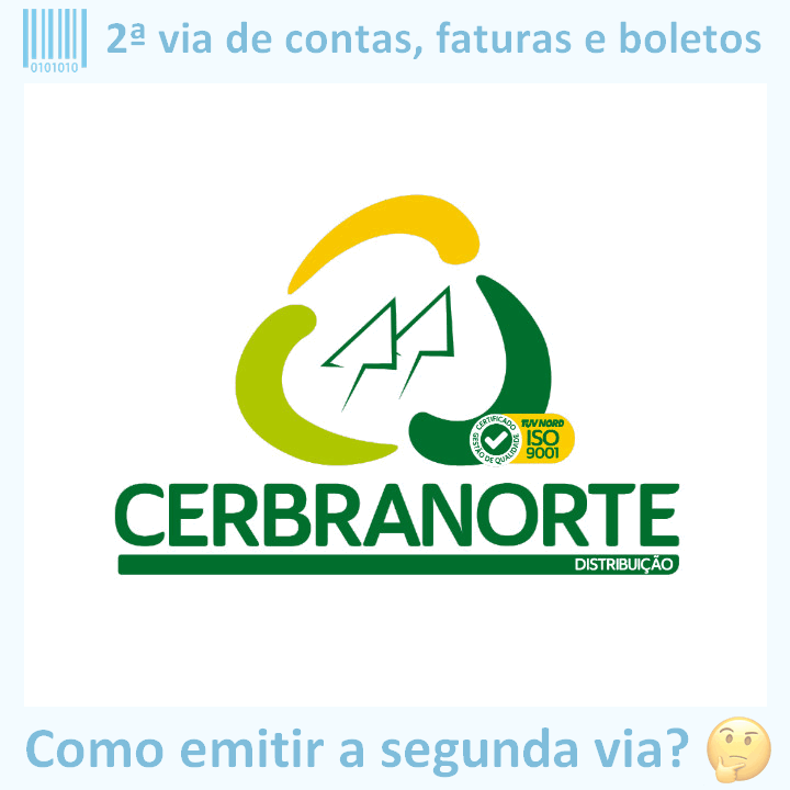 Logo da empresa CERBRANORTE adaptado com ícone, nome do site e a pergunta ‘Como emitir a segunda via?’