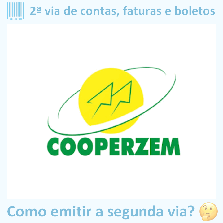 Logo da empresa COOPERZEM adaptado com ícone, nome do site e a pergunta ‘Como emitir a segunda via?’