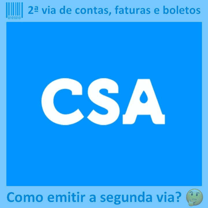 Logo da empresa CSA adaptado com borda azul e descrição sobre 2ª via