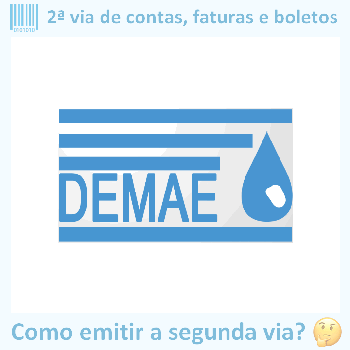 Logo da empresa DEMAE ÁGUA BOA adaptado com borda azul e descrição sobre 2ª via