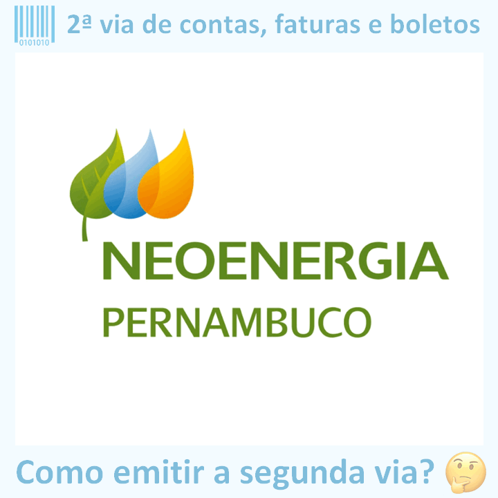 Logo da empresa NEOENERGIA PERNAMBUCO adaptado com borda azul e descrição sobre 2ª via