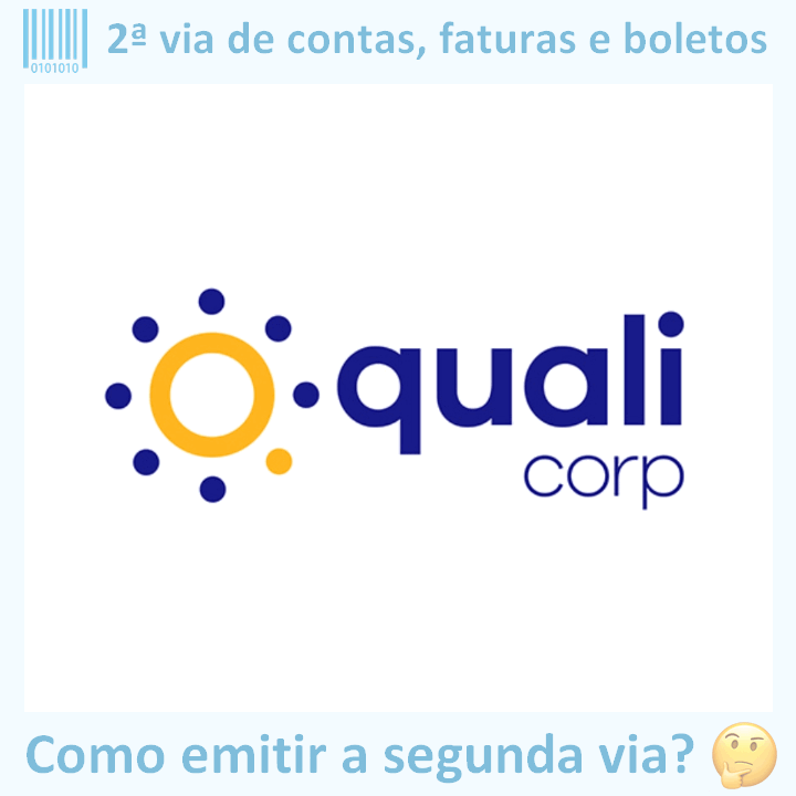 Logo da empresa QUALICORP adaptado com ícone, nome do site e a pergunta ‘Como emitir a segunda via?’