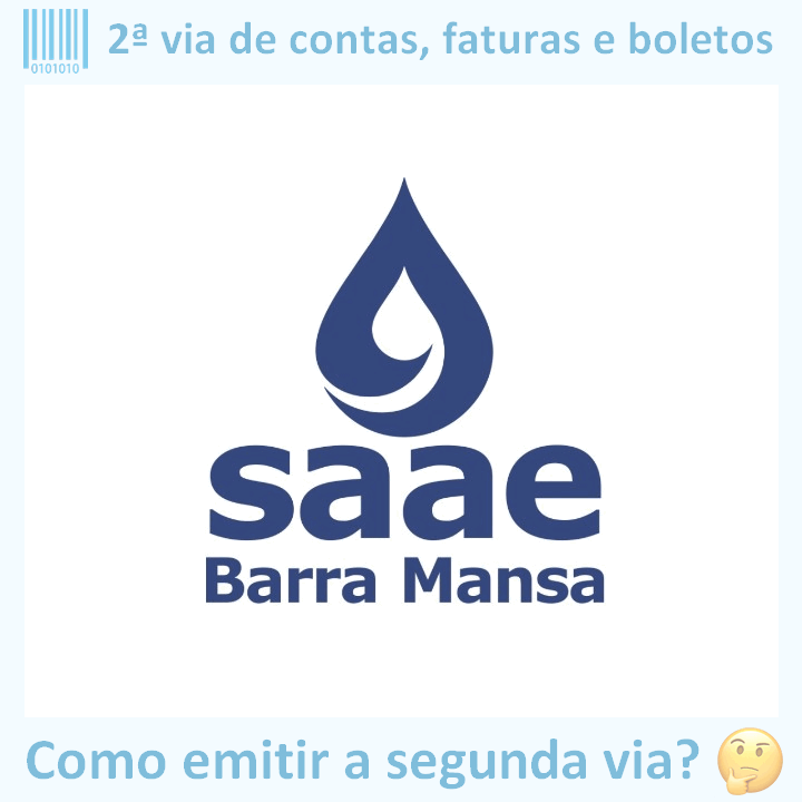 Logo da empresa SAAE BARRA MANSA adaptado com borda azul e descrição sobre 2ª via