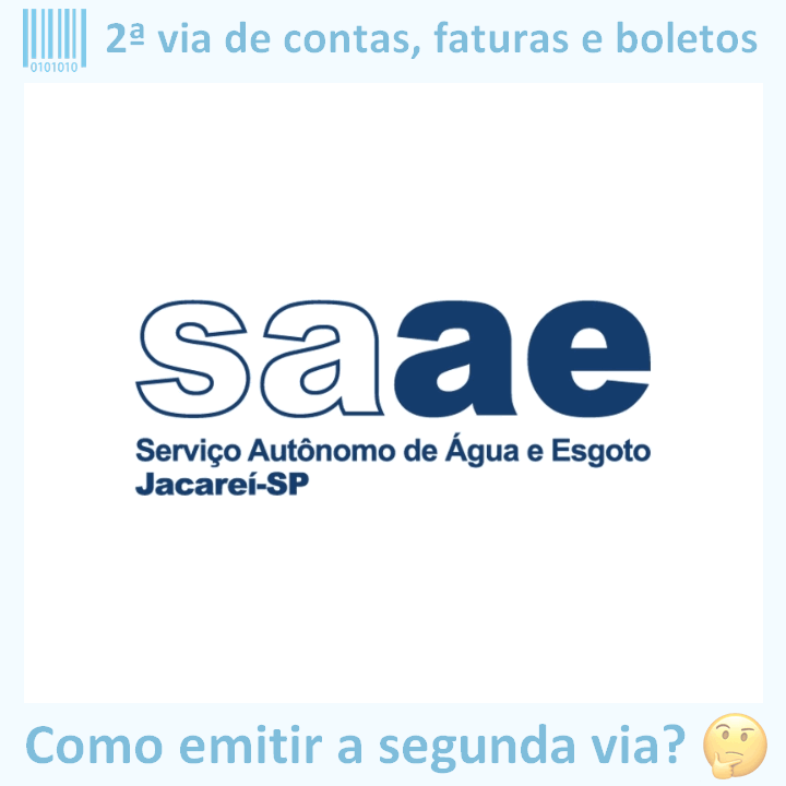 Logo da empresa SAAE JACAREÍ adaptado com borda azul e descrição sobre 2ª via