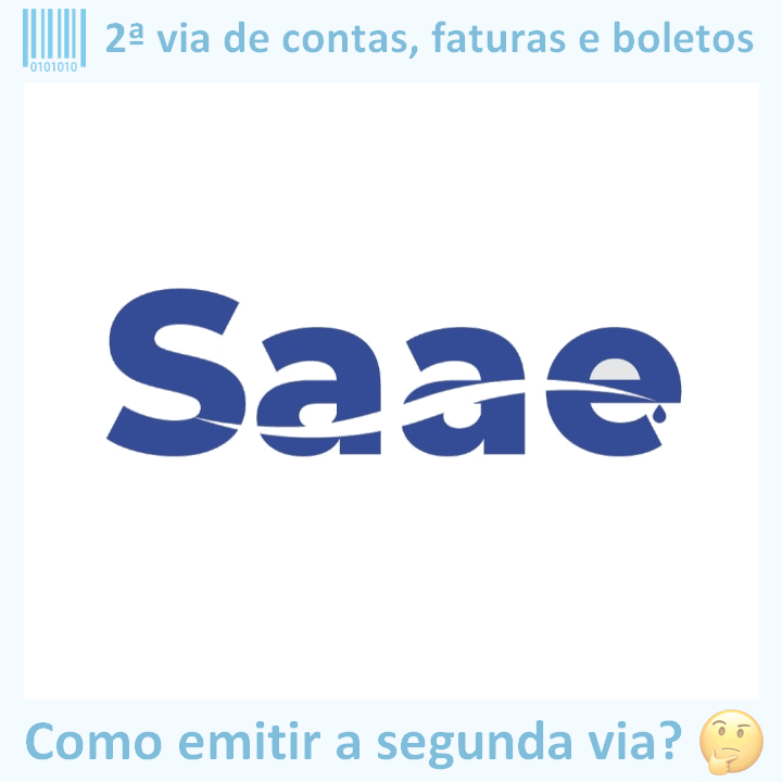 Logo da empresa SAAE SOBRAL adaptado com ícone, nome do site e a pergunta ‘Como emitir a segunda via?’