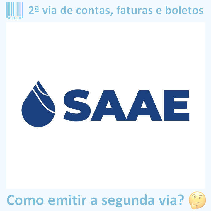 Logo da empresa SAAE VILHENA adaptado com ícone, nome do site e a pergunta ‘Como emitir a segunda via?’