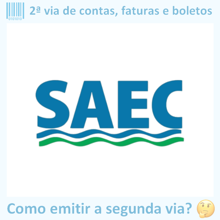 Logo da empresa SAEC CATANDUVA adaptado com ícone, nome do site e a pergunta ‘Como emitir a segunda via?’