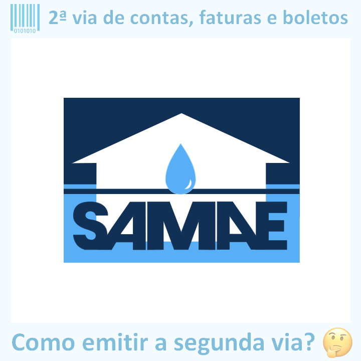 Logo da empresa SAMAE TIETÊ adaptado com ícone, nome do site e a pergunta ‘Como emitir a segunda via?’