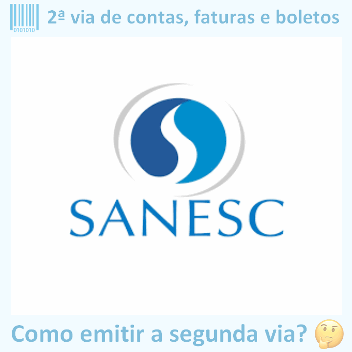 Logo da empresa SANESC adaptado com borda azul e descrição sobre 2ª via