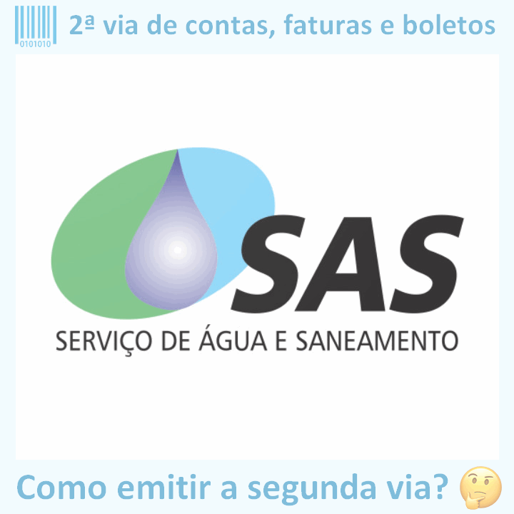 Logo da empresa SAS BARBACENA adaptado com ícone, nome do site e a pergunta ‘Como emitir a segunda via?’