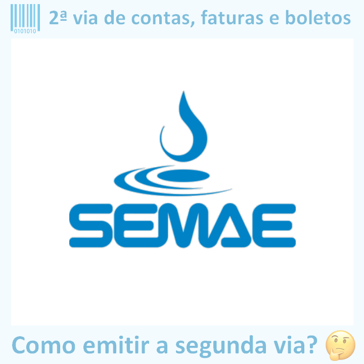 Logo da empresa SEMAE SÃO LEOPOLDO adaptado com ícone, nome do site e a pergunta ‘Como emitir a segunda via?’