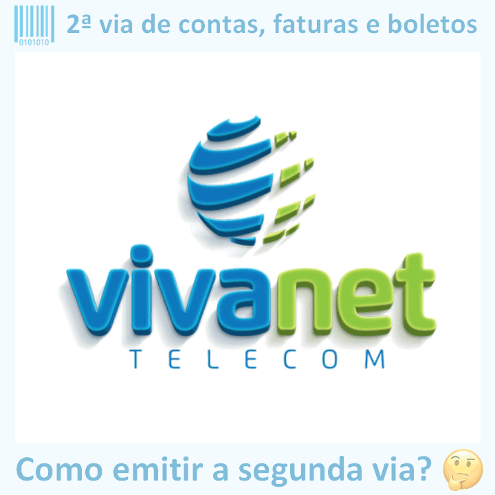 Logo da empresa VIVANET TELECOM adaptado com ícone, nome do site e a pergunta ‘Como emitir a segunda via?’