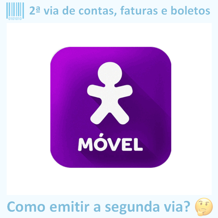 Logo da empresa VIVO MÓVEL adaptado com ícone, nome do site e a pergunta ‘Como emitir a segunda via?’